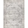 Flo Gray Vintage Medallion Washable Area Rug, 6x9