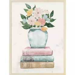 Floral Vase on Books Framed Art Print