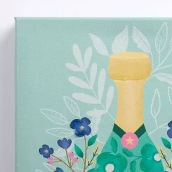 Floral Wine Bottles Canvas Art Prints, Set of 2