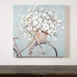 Flower Basket on Bike Canvas Art Print