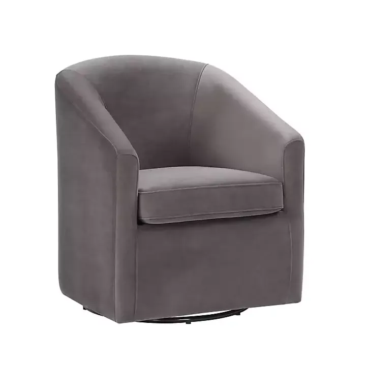 Fog Velvet Swivel Barrel Accent Chair