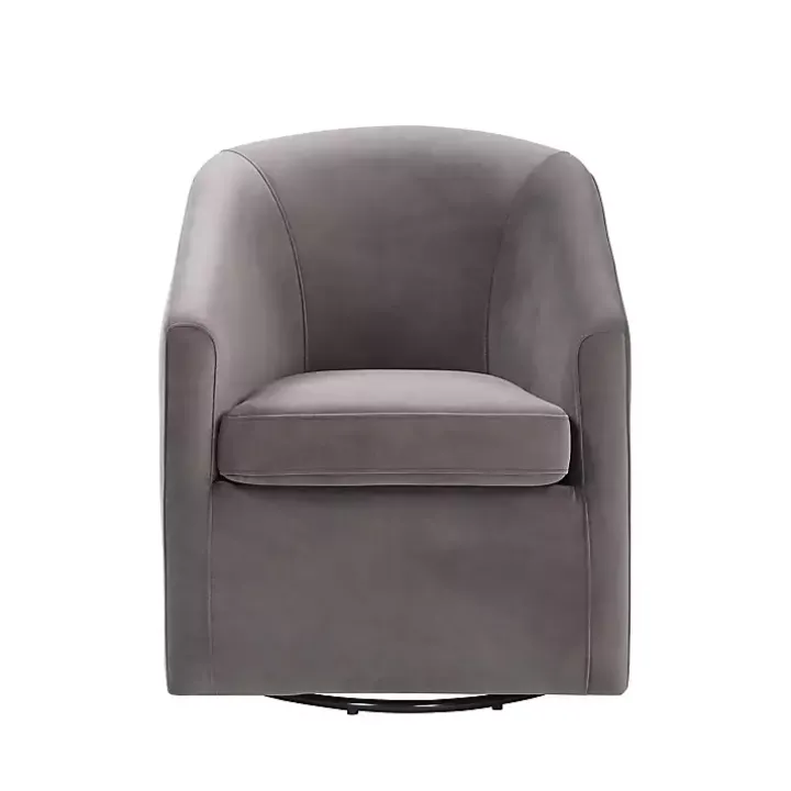 Fog Velvet Swivel Barrel Accent Chair