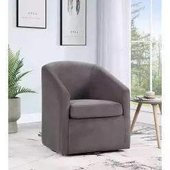 Fog Velvet Swivel Barrel Accent Chair
