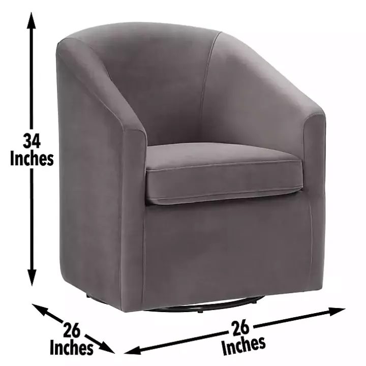 Fog Velvet Swivel Barrel Accent Chair