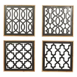 Framed Matte Black Metal Wall Plaques, Set of 4