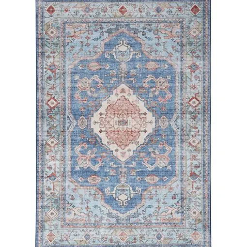 Fulton Blue Medallion Area Rug, 7x9
