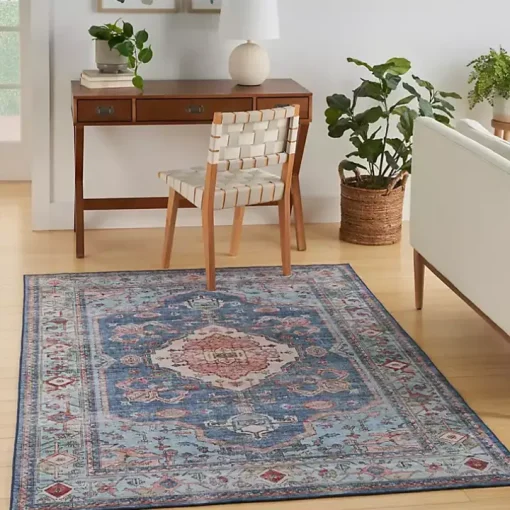 Fulton Blue Medallion Area Rug, 7x9