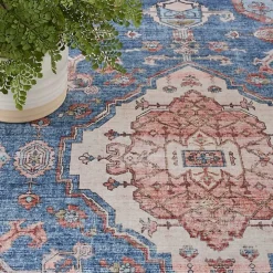 Fulton Blue Medallion Area Rug, 7x9