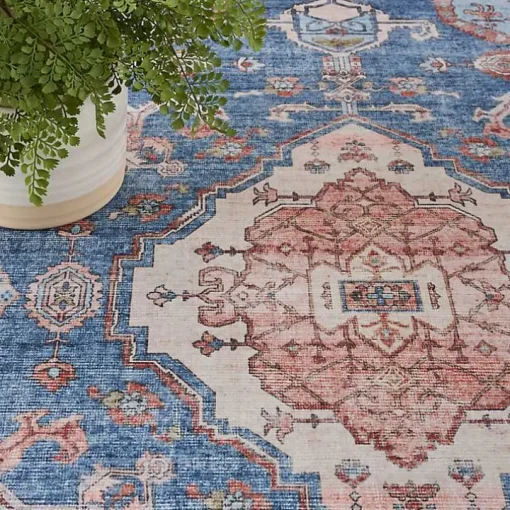 Fulton Blue Medallion Area Rug, 7x9