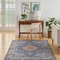 Fulton Blue Medallion Area Rug, 7x9