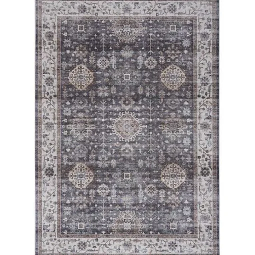Fulton Charcoal Medallion Area Rug, 5x7