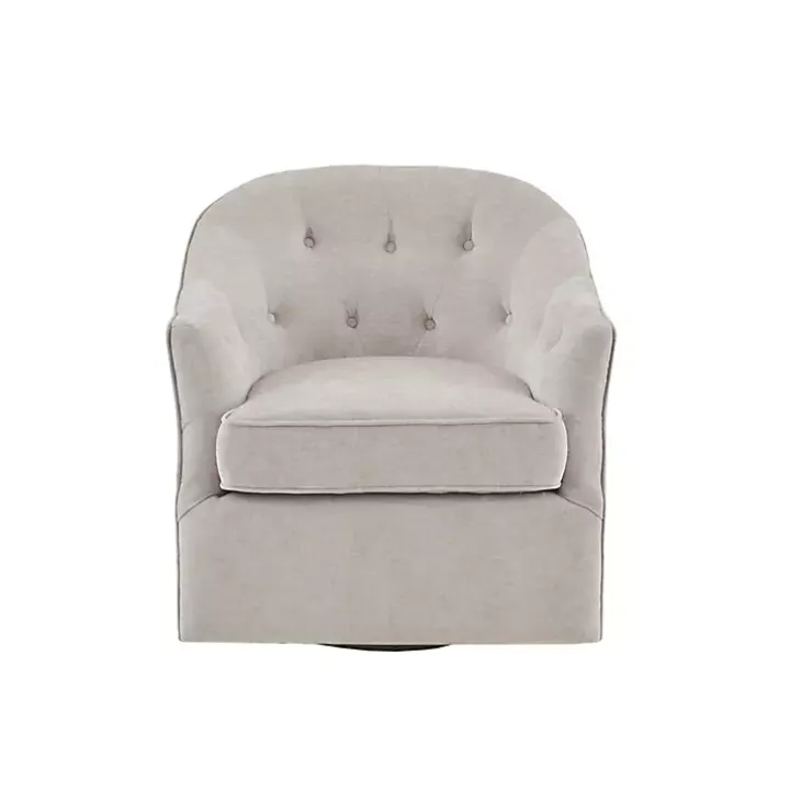 Gayla Taupe Button Tufted Swivel Accent Chair