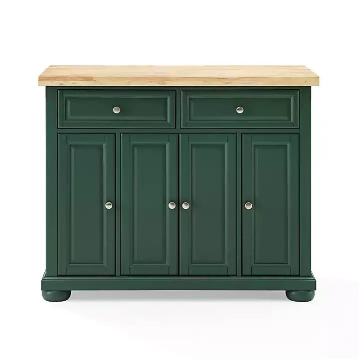 Gia Forest Green Wood Kitchen Island