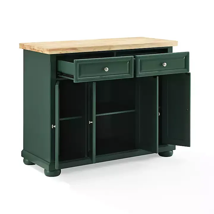 Gia Forest Green Wood Kitchen Island