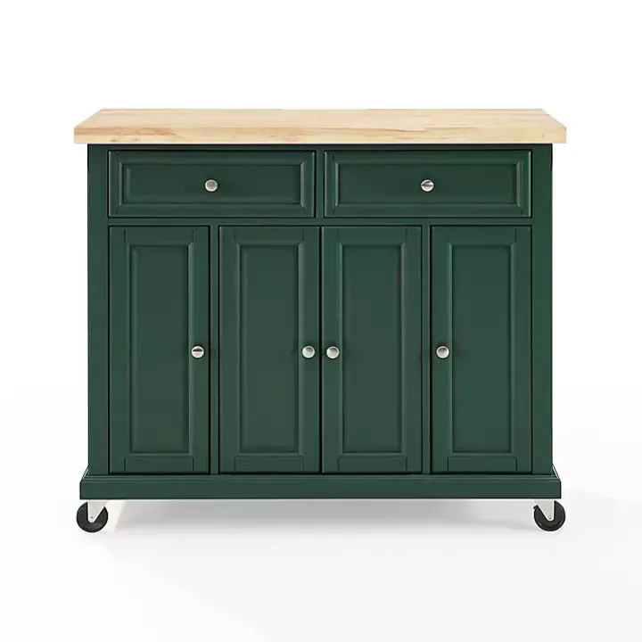 Gia Forest Green Wood Kitchen Island