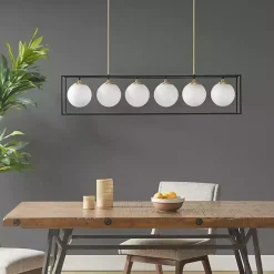 Glass Globes Rectangle Chandelier