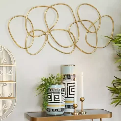 Gold Abstract Rings Metal Wall Plaque