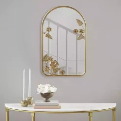 Gold Adaline Floral Arched Wall Mirror