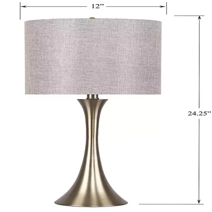 Gold and Gray Tapered Table Lamps, Set of 2
