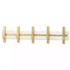 Gold and White 5-Hook Coat Rack