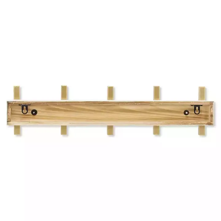 Gold and White 5-Hook Coat Rack