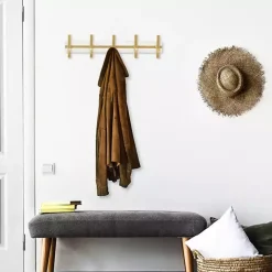 Gold and White 5-Hook Coat Rack