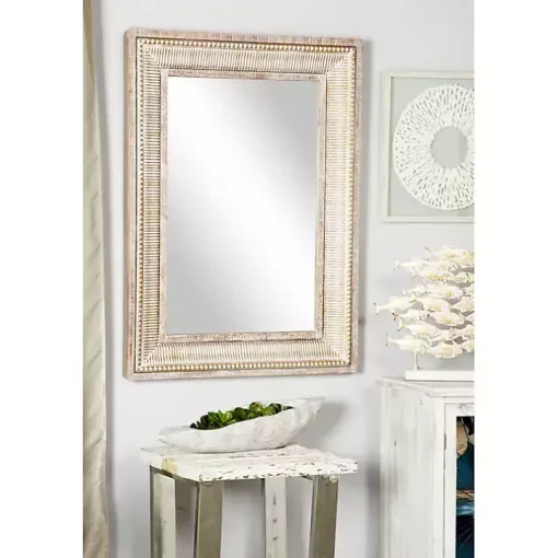 Gold and White Washed Carved Frame Mirror