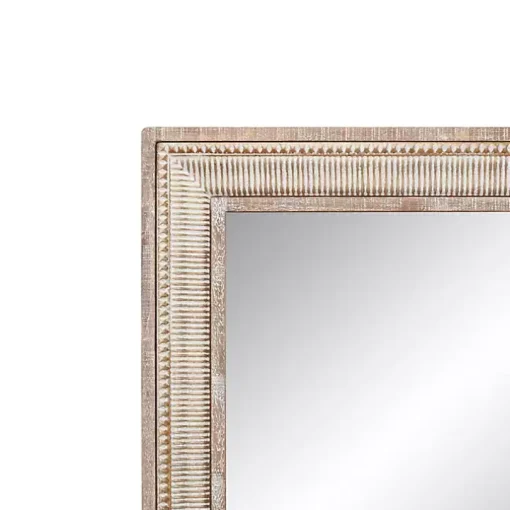 Gold and White Washed Carved Frame Mirror