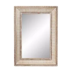 Gold and White Washed Carved Frame Mirror