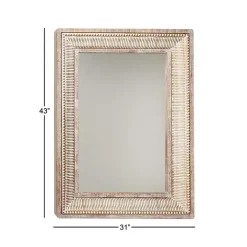 Gold and White Washed Carved Frame Mirror