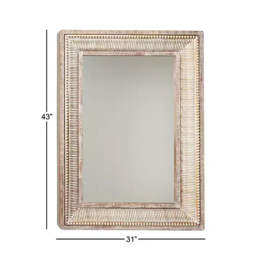 Gold and White Washed Carved Frame Mirror
