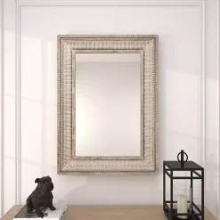 Gold and White Washed Carved Frame Mirror