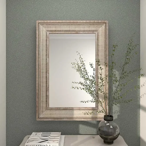 Gold and White Washed Carved Frame Mirror