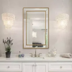 Gold Beaded Double Frame Beveled Wall Mirror