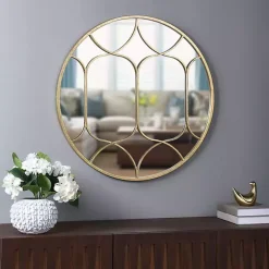 Gold Circular Inset Round Wall Mirror