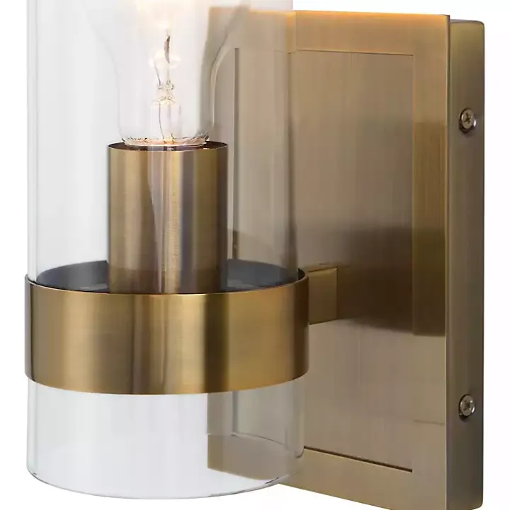 Gold Cylinder Glass Shade Wall Sconce