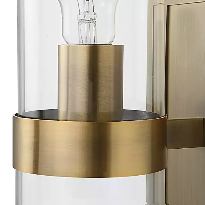 Gold Cylinder Glass Shade Wall Sconce