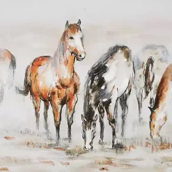 Gold Foil Wild Horses Framed Canvas Art Print