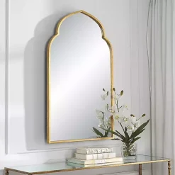Gold Leaf Arched Frame Wall Mirror