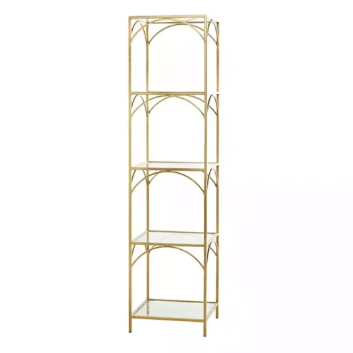Gold Metal and Clear Glass 4-Tier Shelf