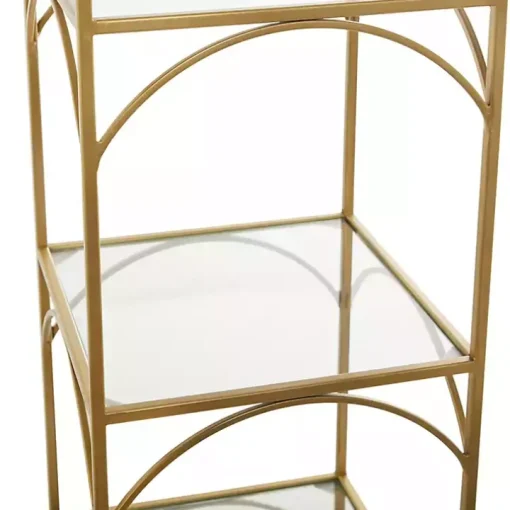 Gold Metal and Clear Glass 4-Tier Shelf
