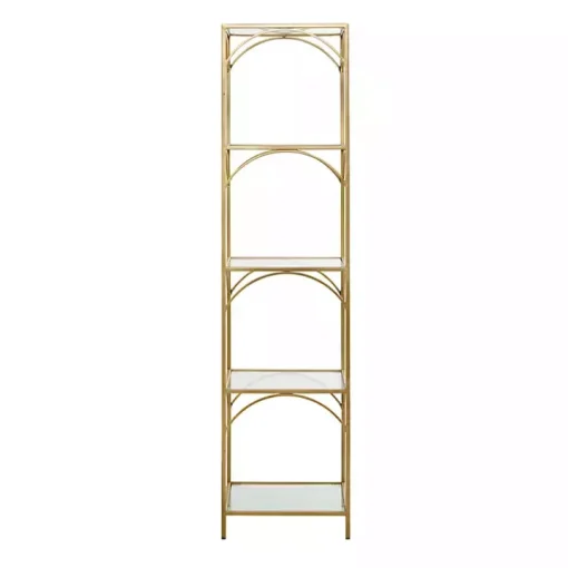 Gold Metal and Clear Glass 4-Tier Shelf