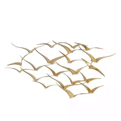 Gold Metal Flock of Birds Wall Plaque
