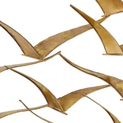 Gold Metal Flock of Birds Wall Plaque