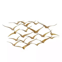Gold Metal Flock of Birds Wall Plaque