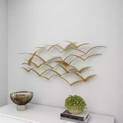 Gold Metal Flock of Birds Wall Plaque