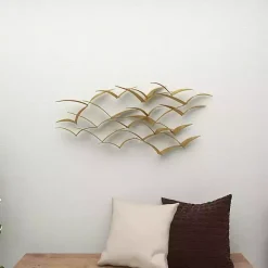 Gold Metal Flock of Birds Wall Plaque