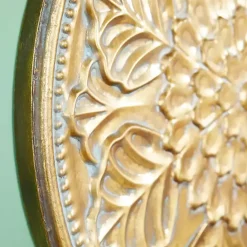 Gold Metal Floral Embossed Wall Sculpture
