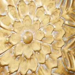 Gold Metal Floral Embossed Wall Sculpture