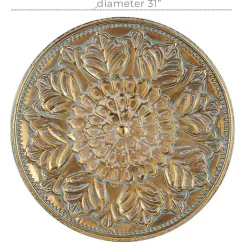 Gold Metal Floral Embossed Wall Sculpture